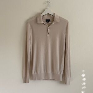 Men’s Club Monaco Beige Oatmeal Textured Polo Sweater